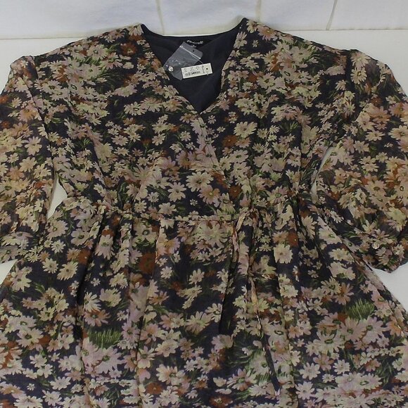 Madewell Drawstring Faux-Wrap Mini Dress in Daisy Reverie - Picture 4 of 6